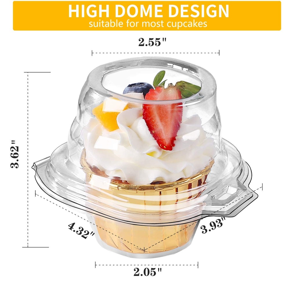 120 Packs Individual Cupcake Containers Stackable Single Compartment Cupcake Dis