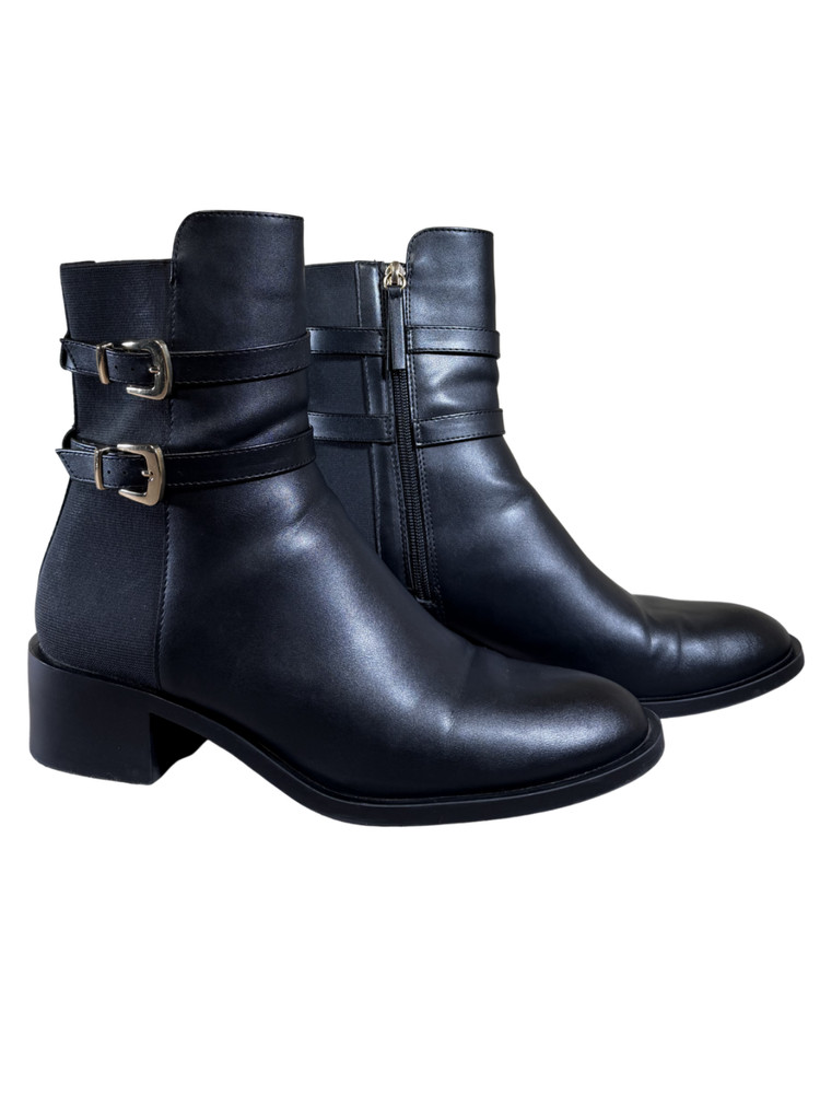 Zara black Ankle Boots With Straps Black Size 9.5