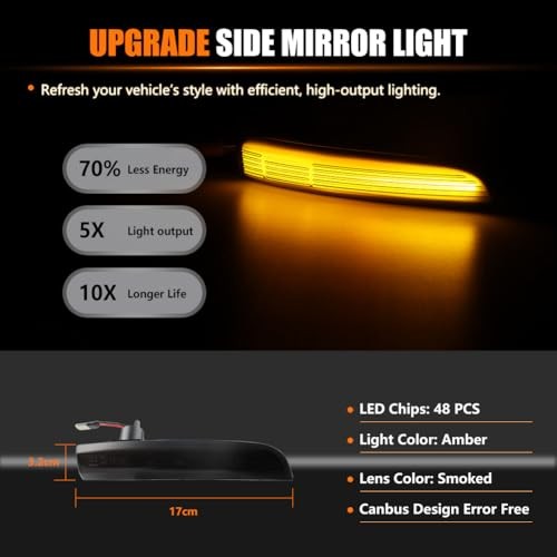 LED Sequential Side Mirror Marker Lights for Fo-rd Escape Ecosport, Focus ST