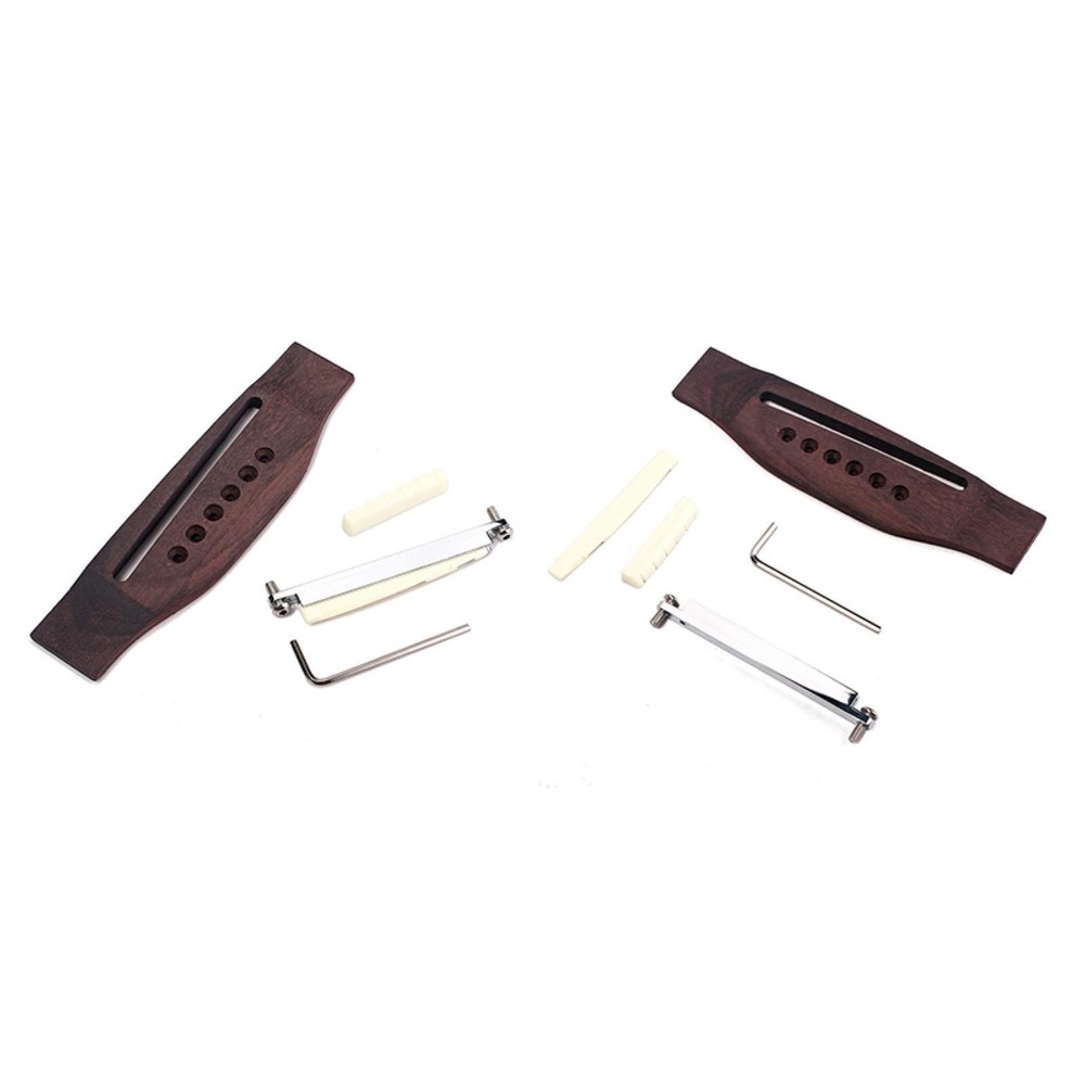Durable Guitar String Bridge Shaft Saddle Nut Set For Steel String Folk Guitar A
