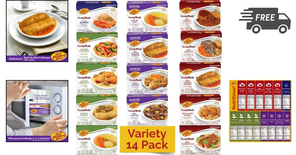 Kosher Ready Meals Chicken Beef Salmon Pack Fully Cooked Shelf Stable