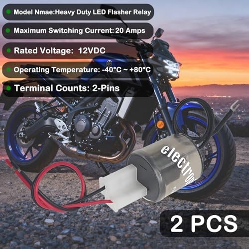 2-Pack 2-Pin LED Flasher Relay with Ground Wire & Connector Pigtail Harness -