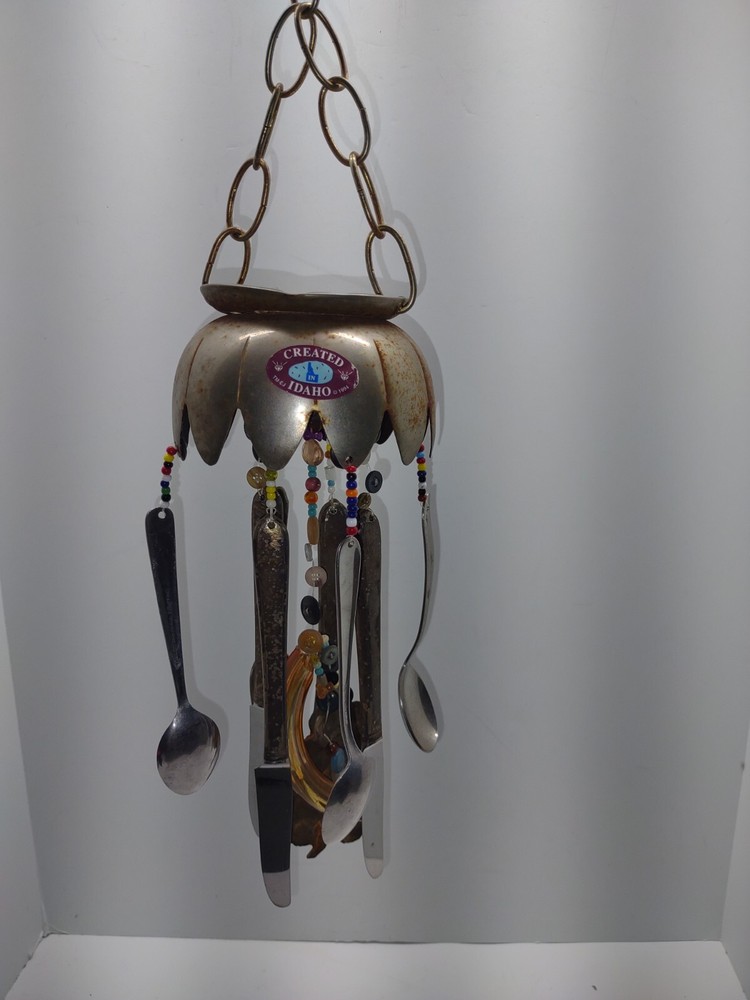 Antique Silverplate Silverware Wind Chime w/Flatware & Buttons Handcrafted Idaho