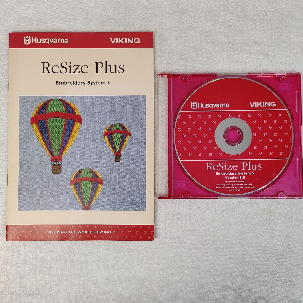 Husqvarna Viking ReSize Plus Embroidery System 5 Software CD Windows 95 98 NT