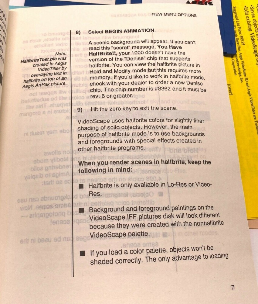 VideoScape 3D Software Aegis Development for Commodore Amiga 1987 User Guide