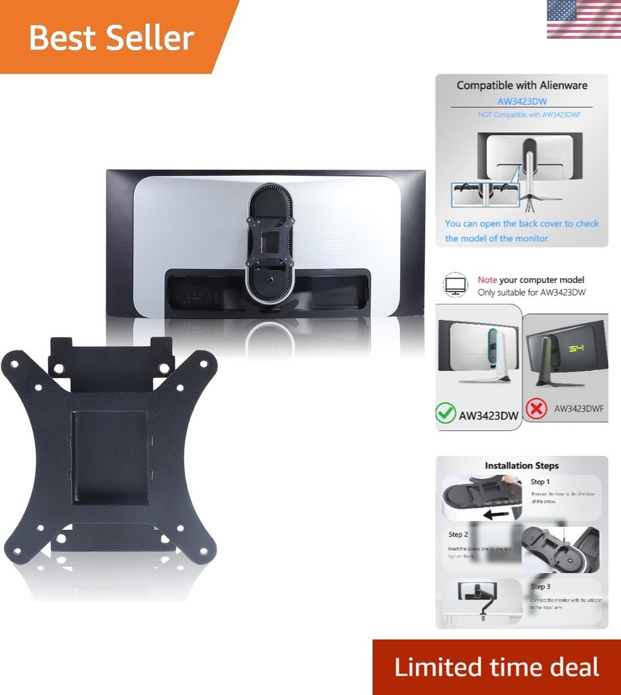 Durable VESA Adapter for Alienware 34" Curved Monitors - Space-Saving Solution