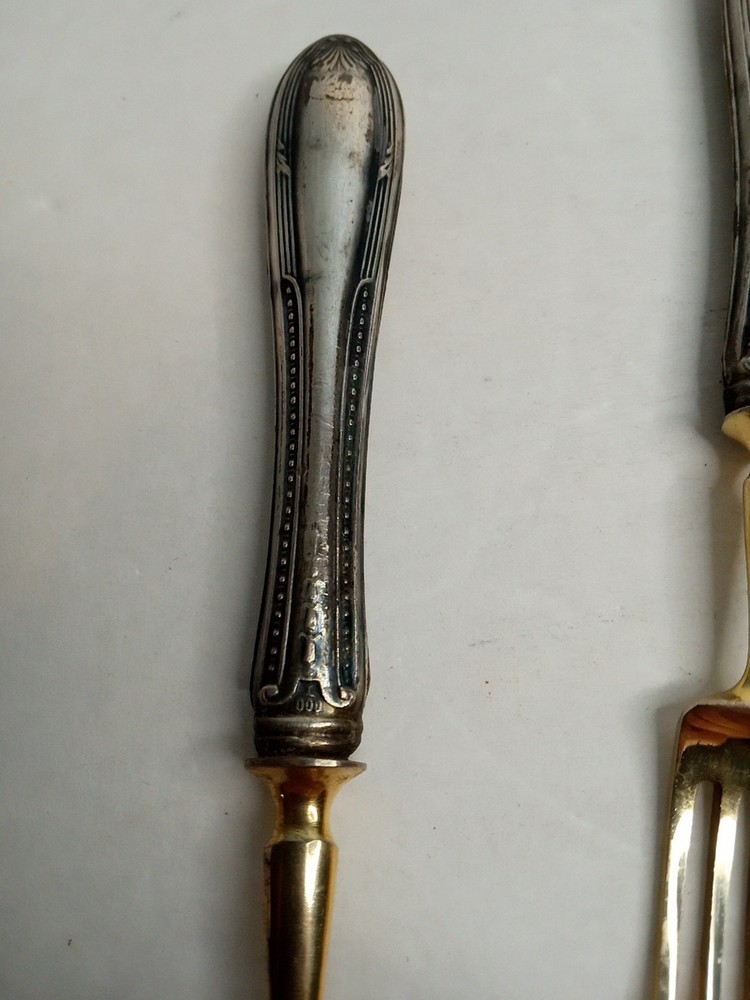 ANTIQUE .800 Silver Handled Forks & Knives Set 12 Pc.