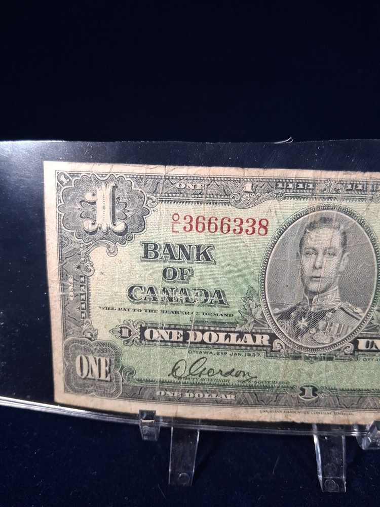 1937 CANADA 1 DOLAR BANKNOTE WORLD WAR II