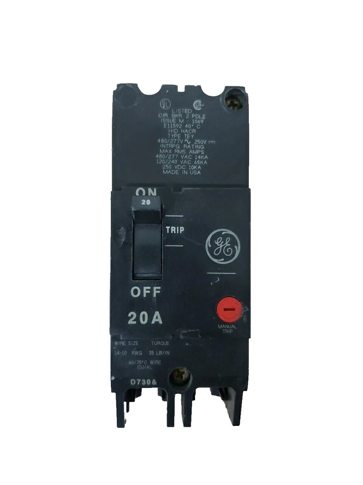GE TEY220 20 Amp 2 Pole Circuit Breaker SHIPS SAME DAY