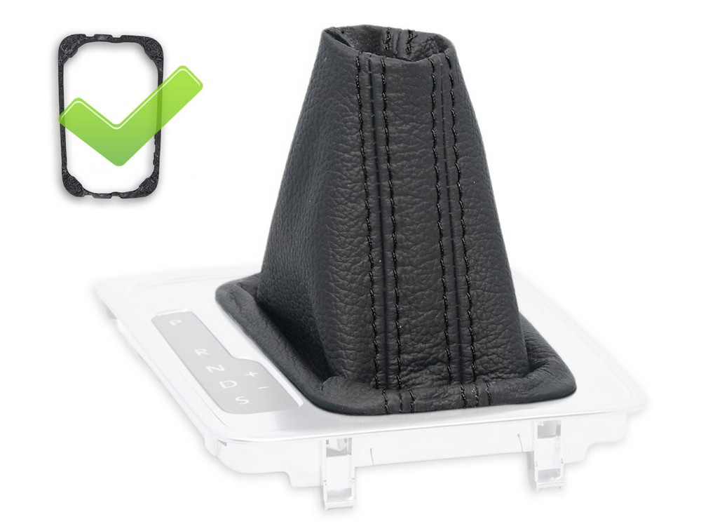 FOR VW PASSAT B7 2010-2014 DSG GEAR SHIFT BOOT GAITER LEATHER s. BLACK + FRAME