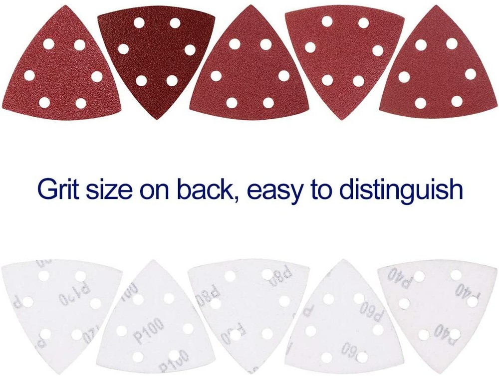 100×Triangle Sandpaper Sanding Pads Hook and LoopPalm for Oscillating Multi Tool