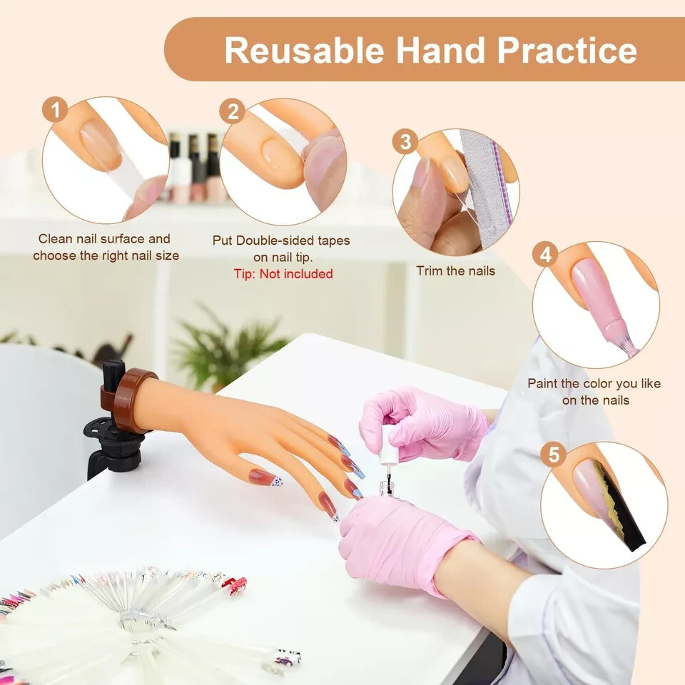 Practice Hand for Acrylic Nails, Flexible Mannequin Hands for Nails Practice,...