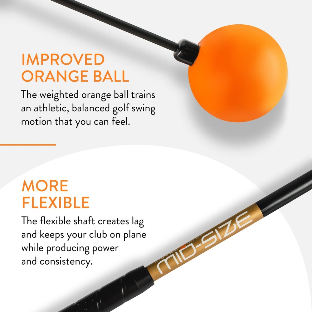 Orange Whip Mid-Size Golf Swing Trainer Aid for Improved Rhythm, Flexibility,