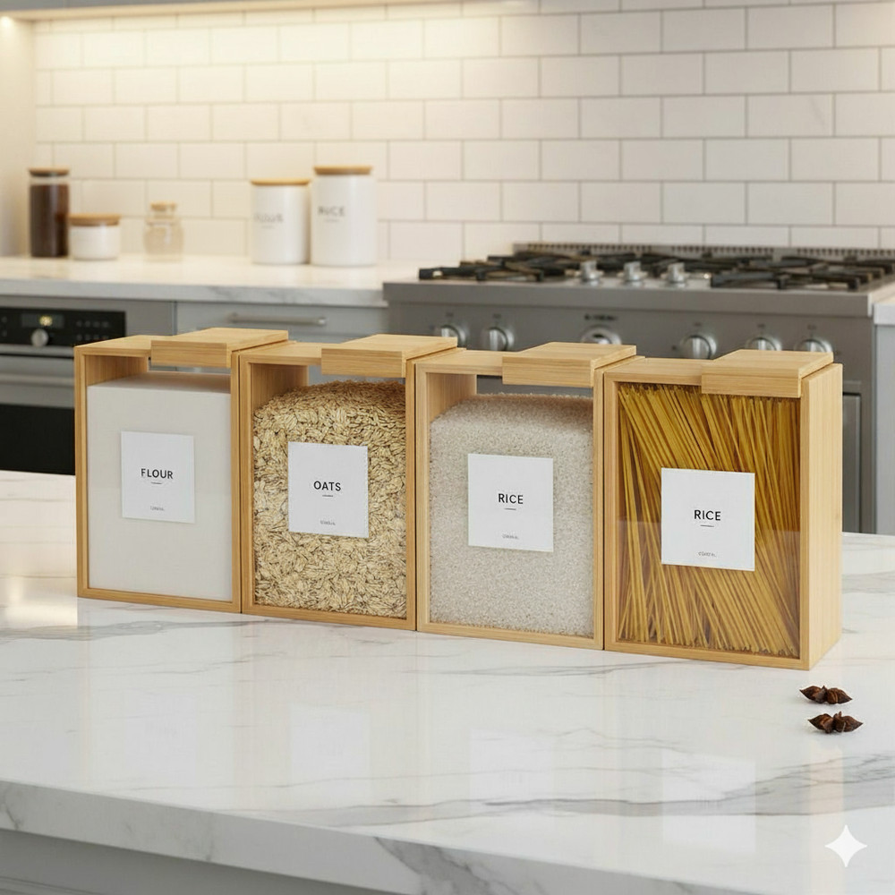 Bamboo Wooden Cereal Container with Window