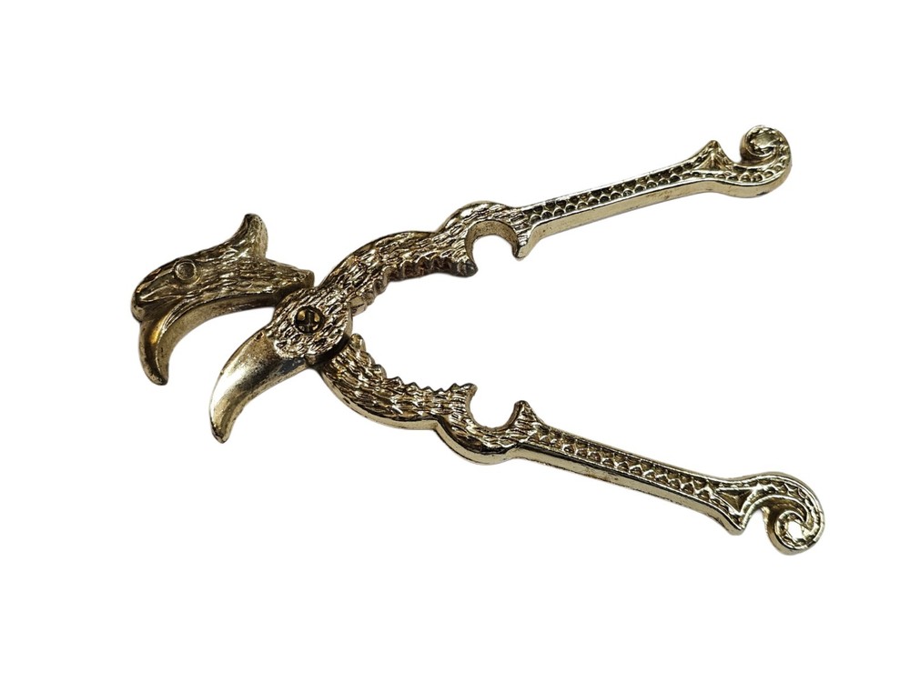 Figural Eagle Head Decorative Nut Cracker Bottle Opener Kitchen Tool Gold Tone