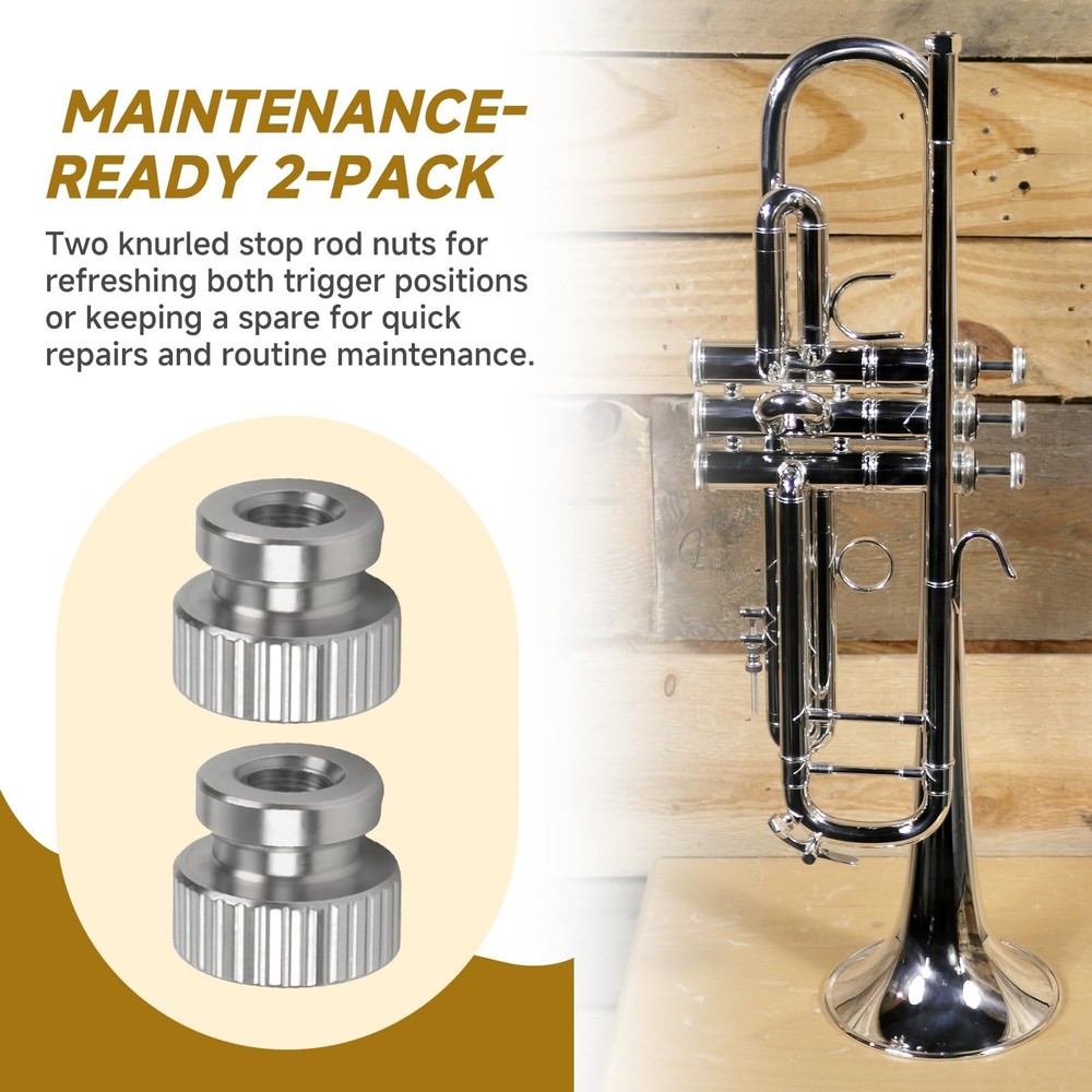 "Stop Rod Nuts for Trumpet Slides, 1st & 3rd Trigger Hardware, 2Pack"