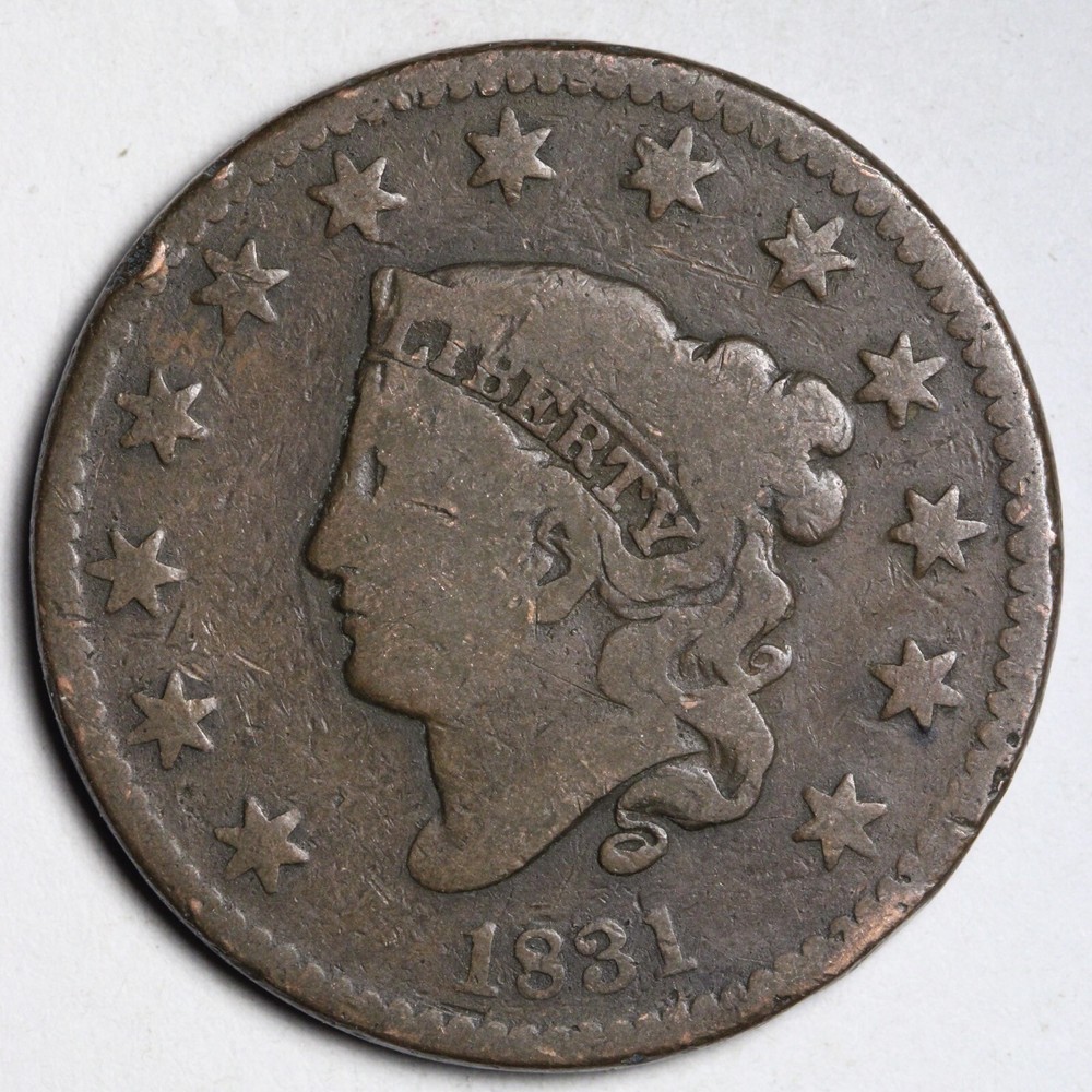 1831 Coronet Head Large Cent CHOICE FINE E129 KNL