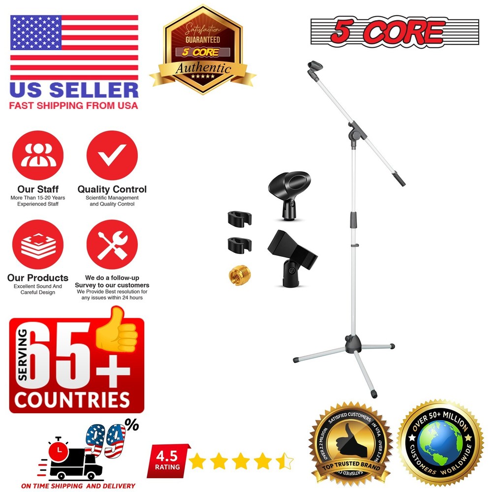 5Core Tripod Mic Stand Adjustable Holder Floor Microphone Boom Arm