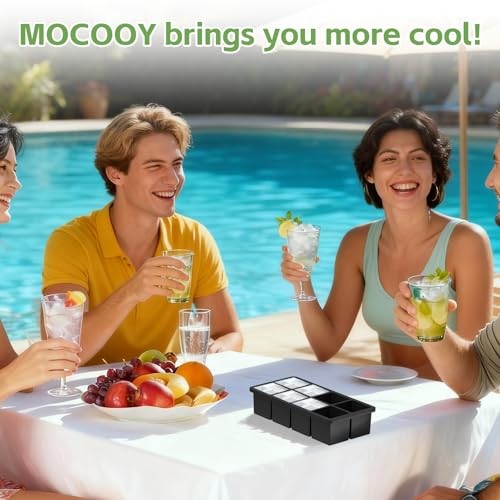 Large Ice Cube Molds Pack Easy Release Ice Trays for Freezer with Lid, 2 Black