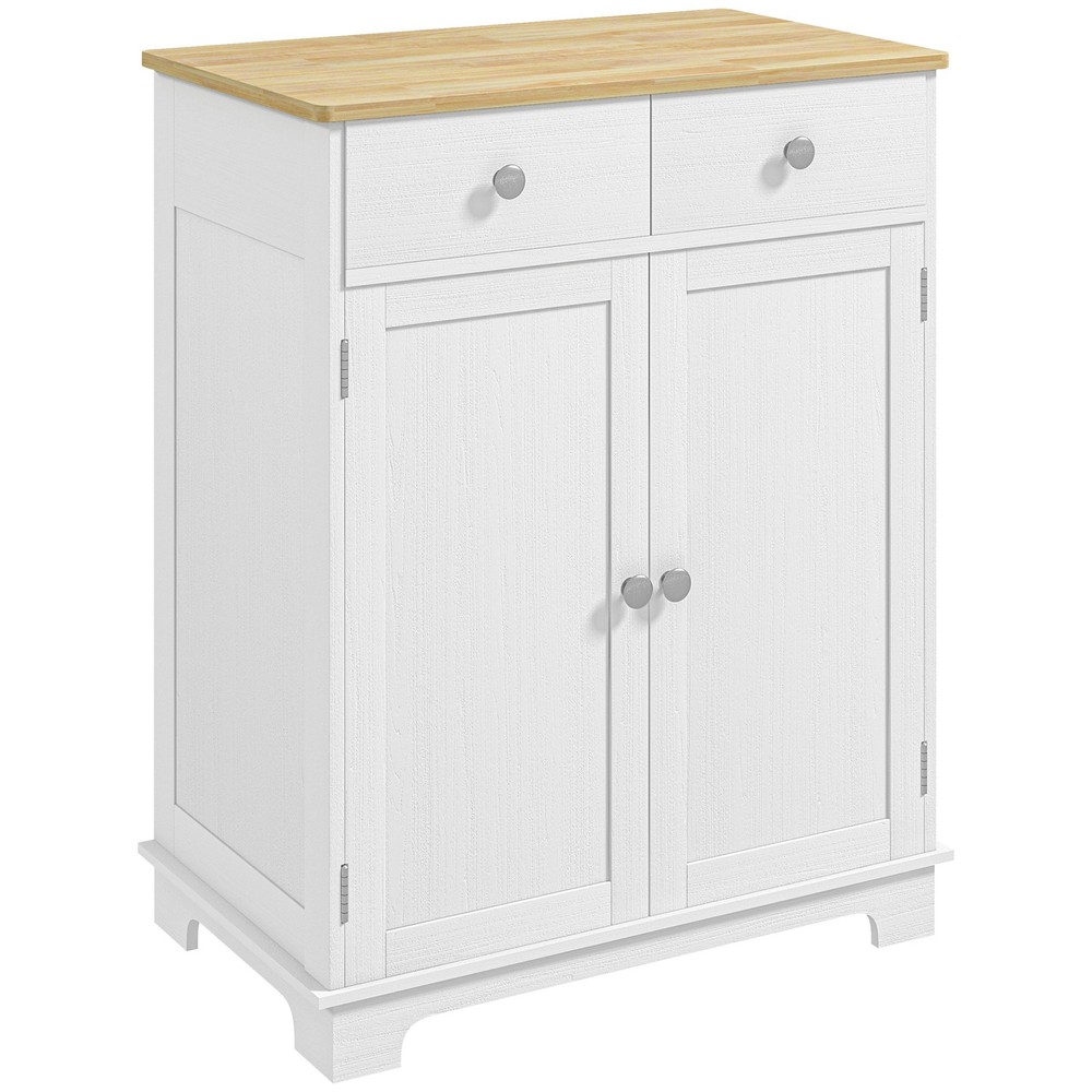 HOMCOM Sideboard with Solid Wood Countertop, Modern Kitchen Storage Cabinet, C