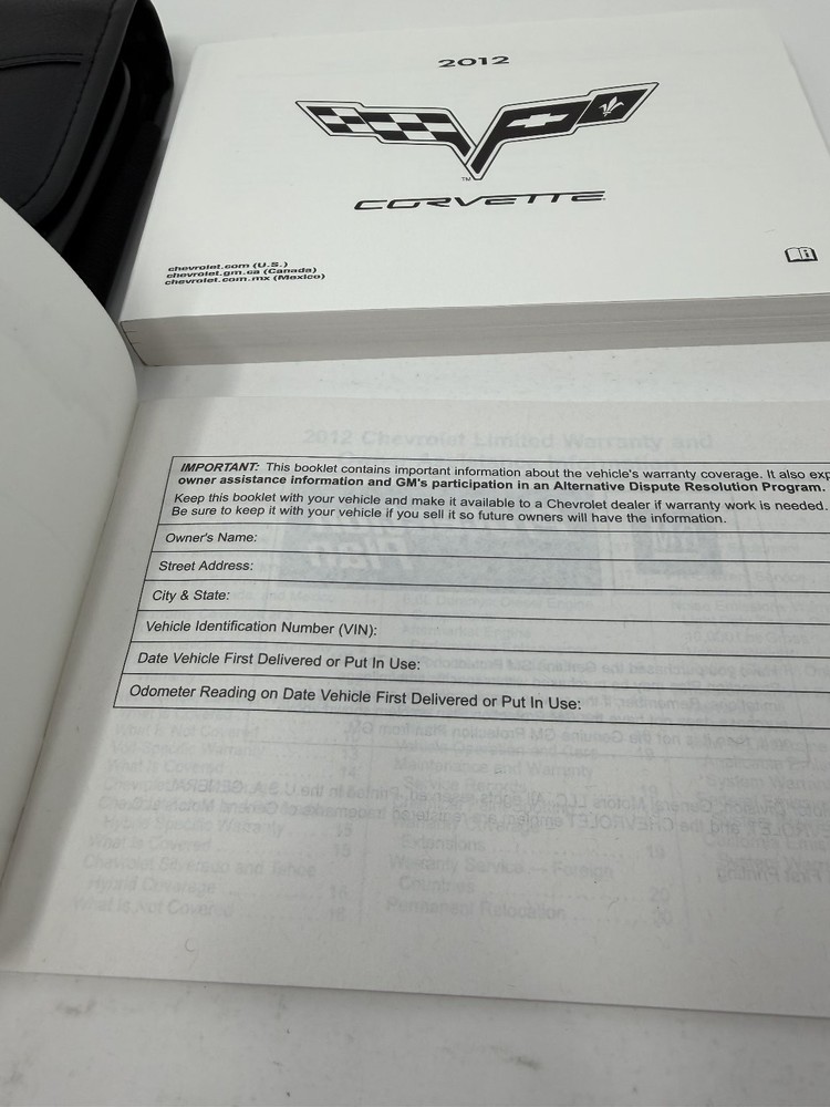 2012 Chevrolet Corvette Owners Manual OEM Complete Set