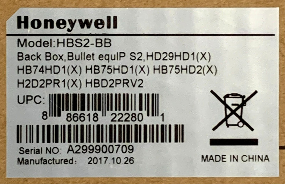 Honeywell HBS2-BB Back Box Bullet Mount
