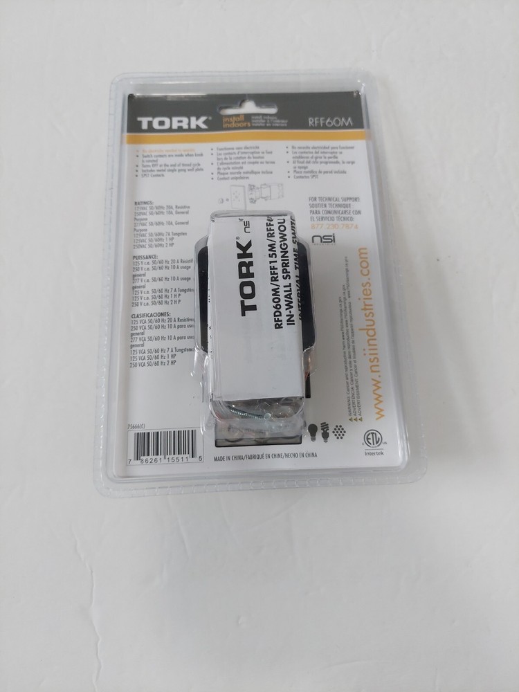 Tork In-Wall Interval Timer Switch, Range 0-60 Minutes SpringWound RFF60M Indoor