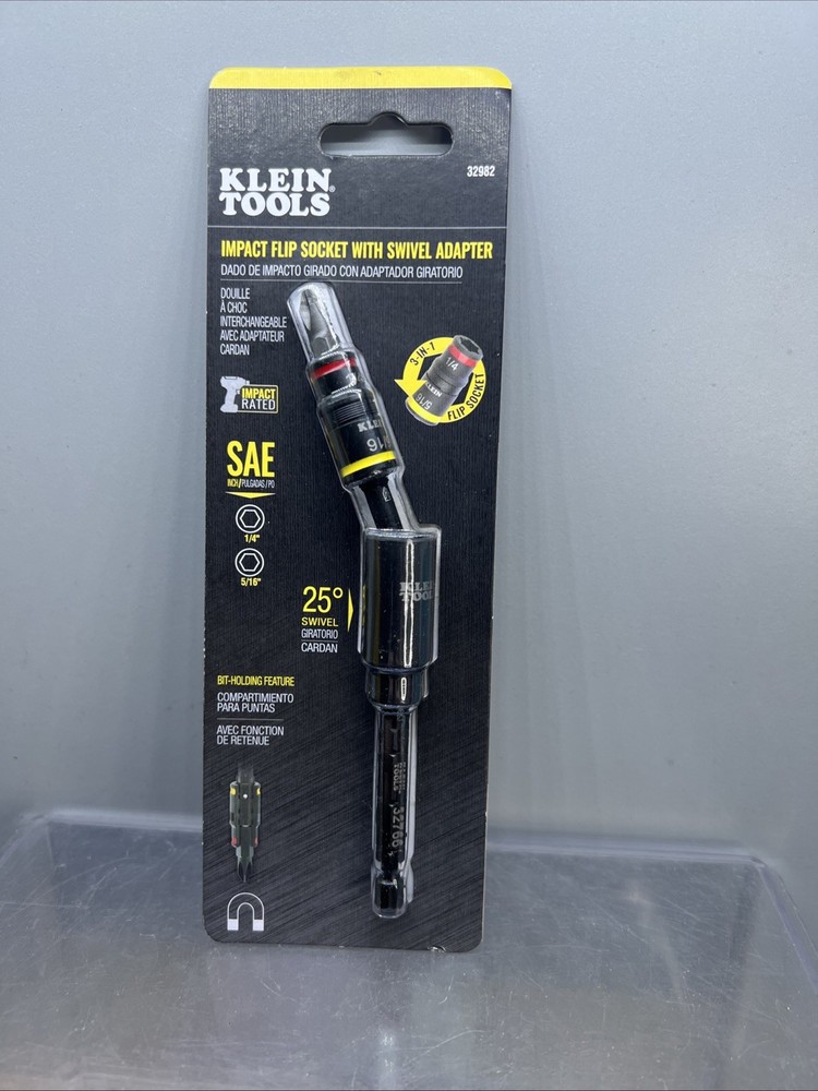 Klein Tools 32982 Impact Flip Socket With Swivel Adapter, 3 Pc.