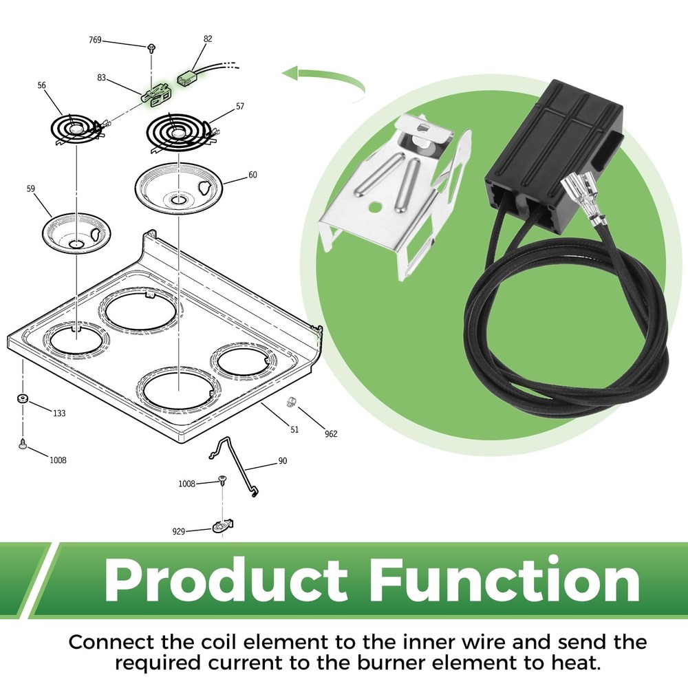 2 Pack WB2X8228 Element Receptacle and Wire Kit Replacement for Black-2