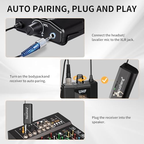 UHF Wireless Microphone Headset System -Wireless Headset Mic System, Q6MIC2