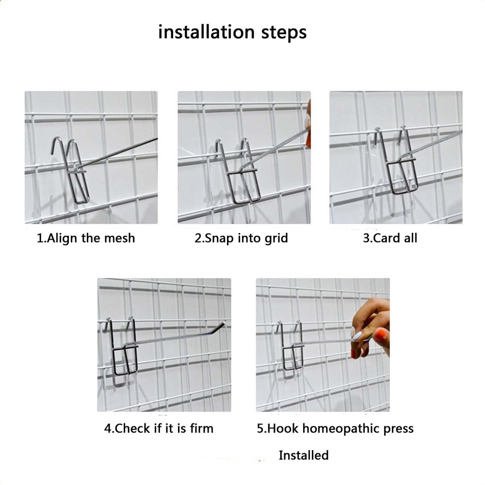 15-Set Pegboard Hooks Display Hook Wall Bracket Grid Wall Pegs 25mm Hook