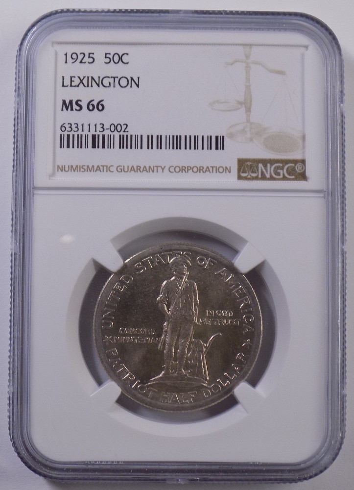 1925 50c Lexington Commemorative Half Dollar NGC MS 66