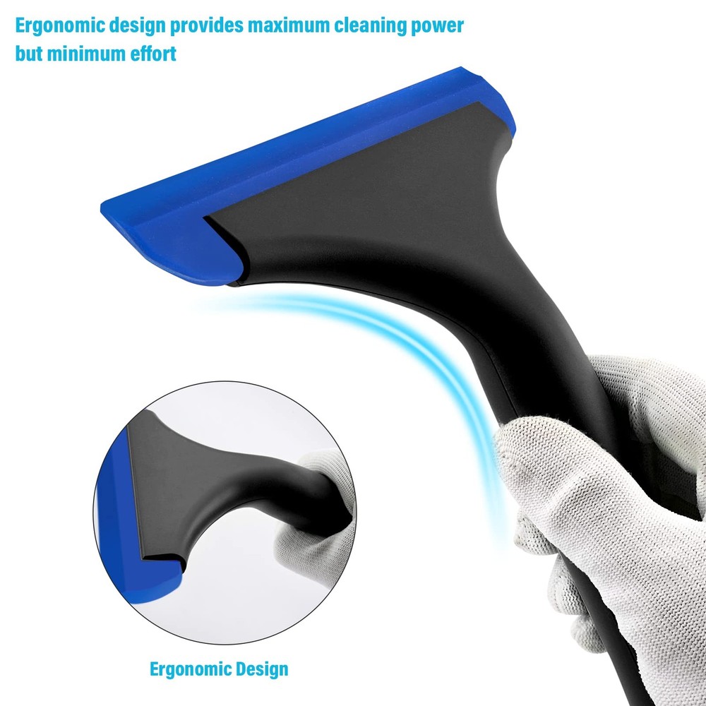 Gomake Small Silicone Squeegee Window Shower Tool,Auto Black+ Blue