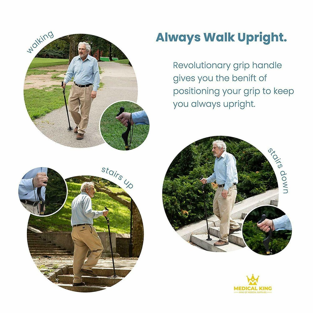 Ergonomic 2-Pack Folding Walking Sticks, Retractable & Adjustable for Elders