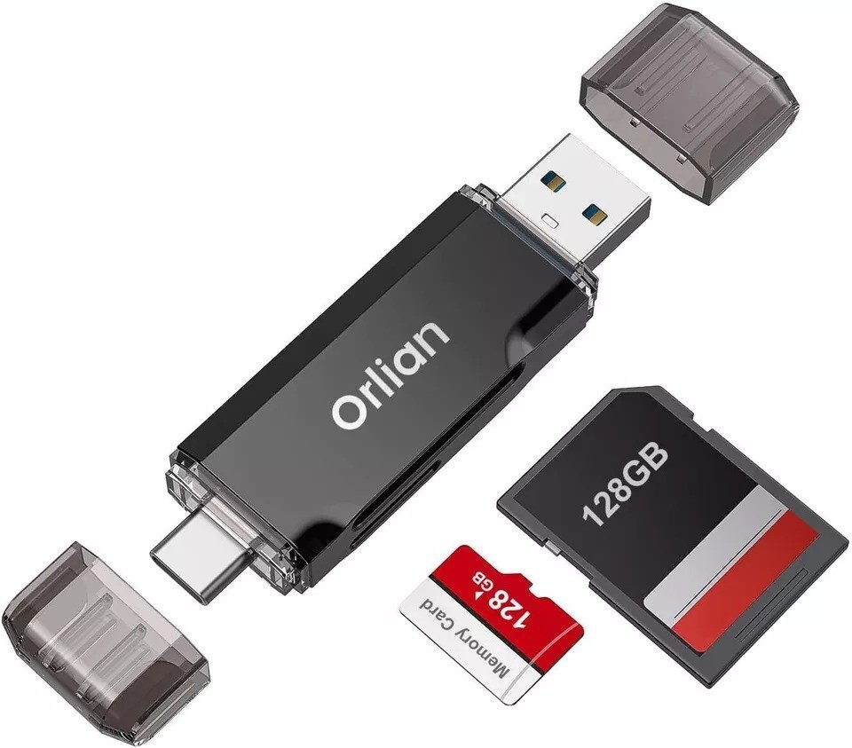 SD Card Reader USB 3.0 Dual USB A & USB C to Micro SD/SD Memory Card Adapter for