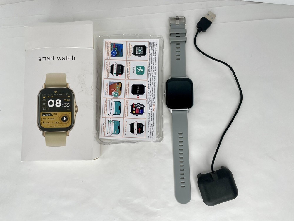 Open Box Smart Watch Grey Band For iOS & Android