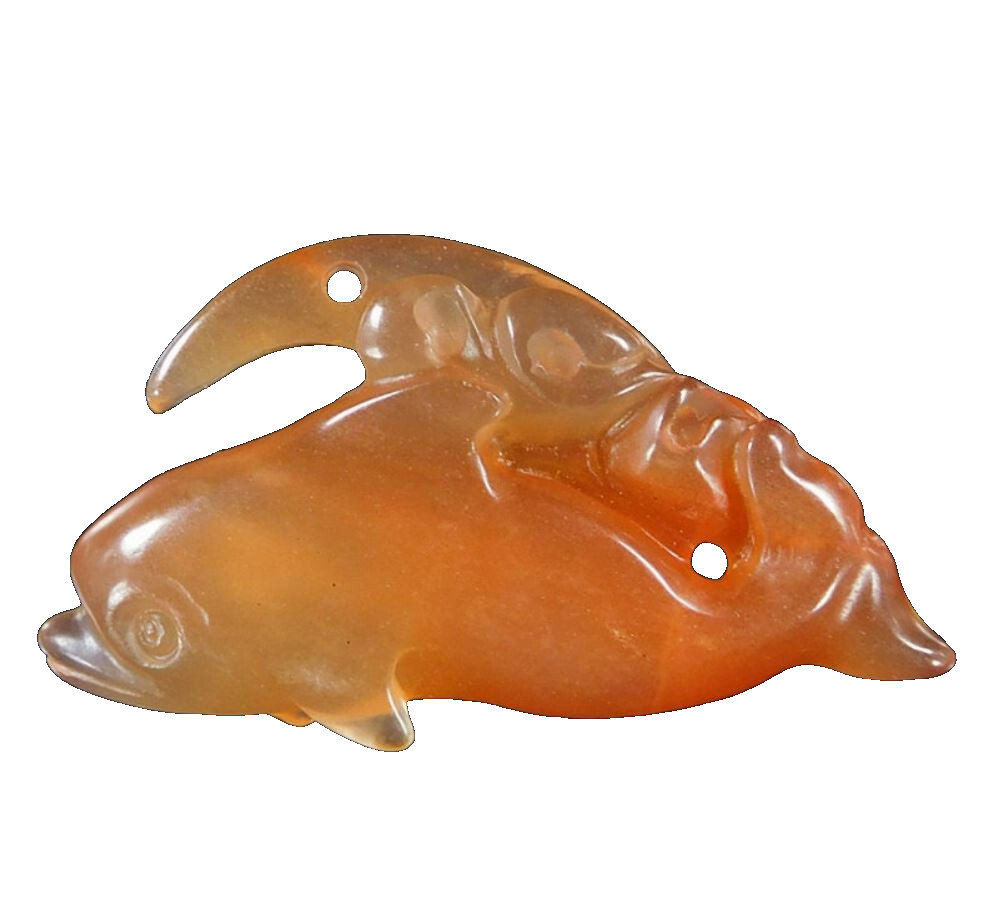 Red Chalcedony Dolphin Pendant  Red Chalcedony