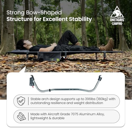 SUPRAGRIS Camping Cot, Support Up to 400lbs, Lightweight Comfortable Grey