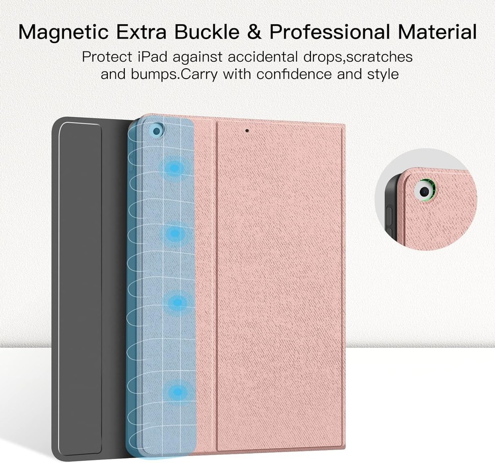 Juqitech iPad 7, 8, 9th Gen Case 10.2" Wireless Magnetic Keyboard - OPEN BOX