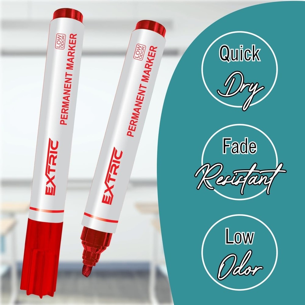 Red Chisel Tip Permanent Markers for Versatile Use on Multiple Surfaces