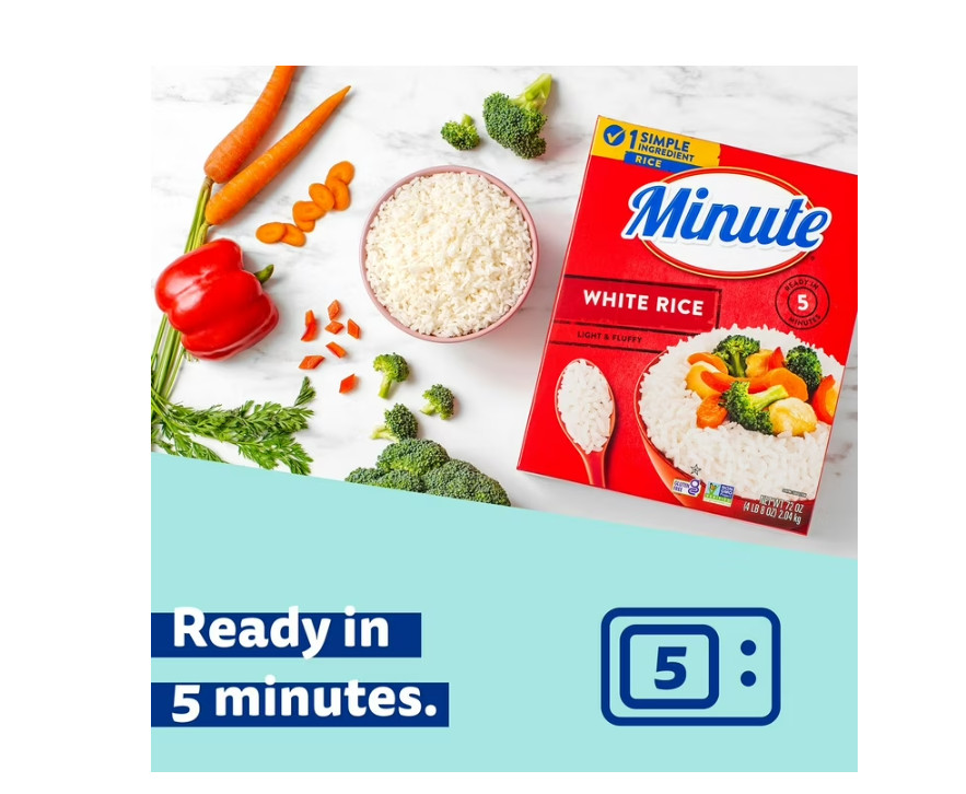 Minute Instant Light and Fluffy White Rice, 72oz.