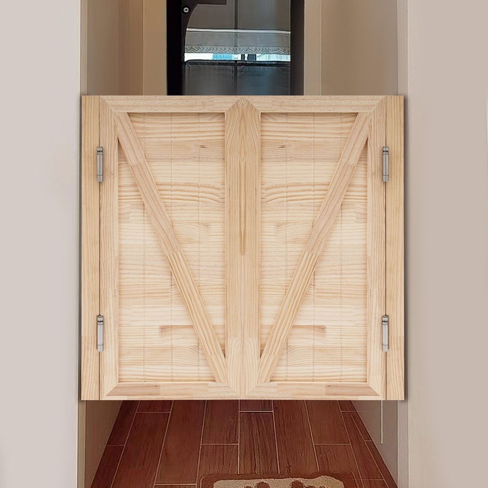 Partition Doors Solid Wood Entrance Partial Door Double-Doors Leaf for Home Yard
