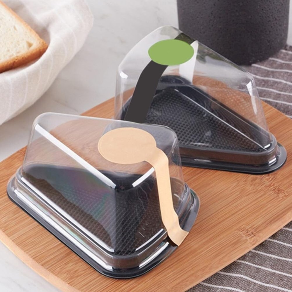 40Pcs Cake Slice Containers Plastic Clear Cake Slice Boxes for Cake Tiramisu ...