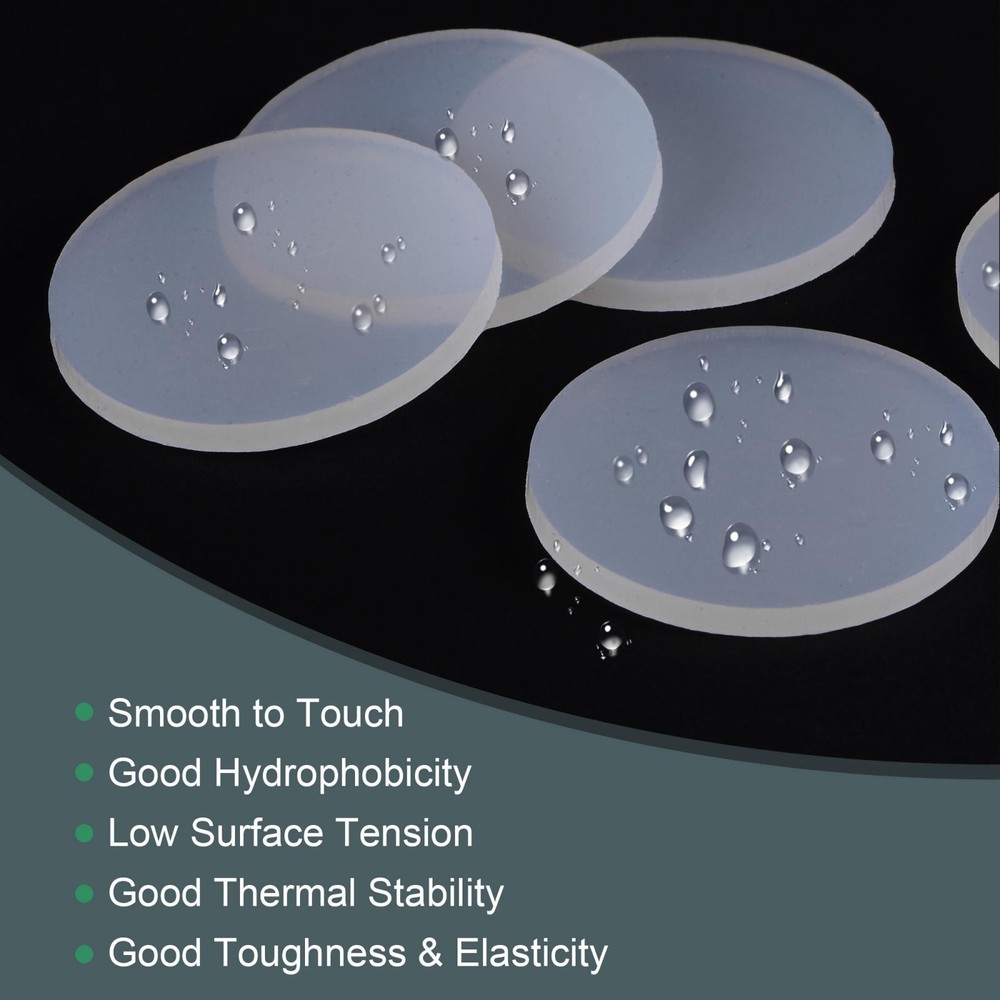 8pcs Silicone Rubber Sheet Gaskets 40mm OD 3mm Thick Round Solid Washer, White
