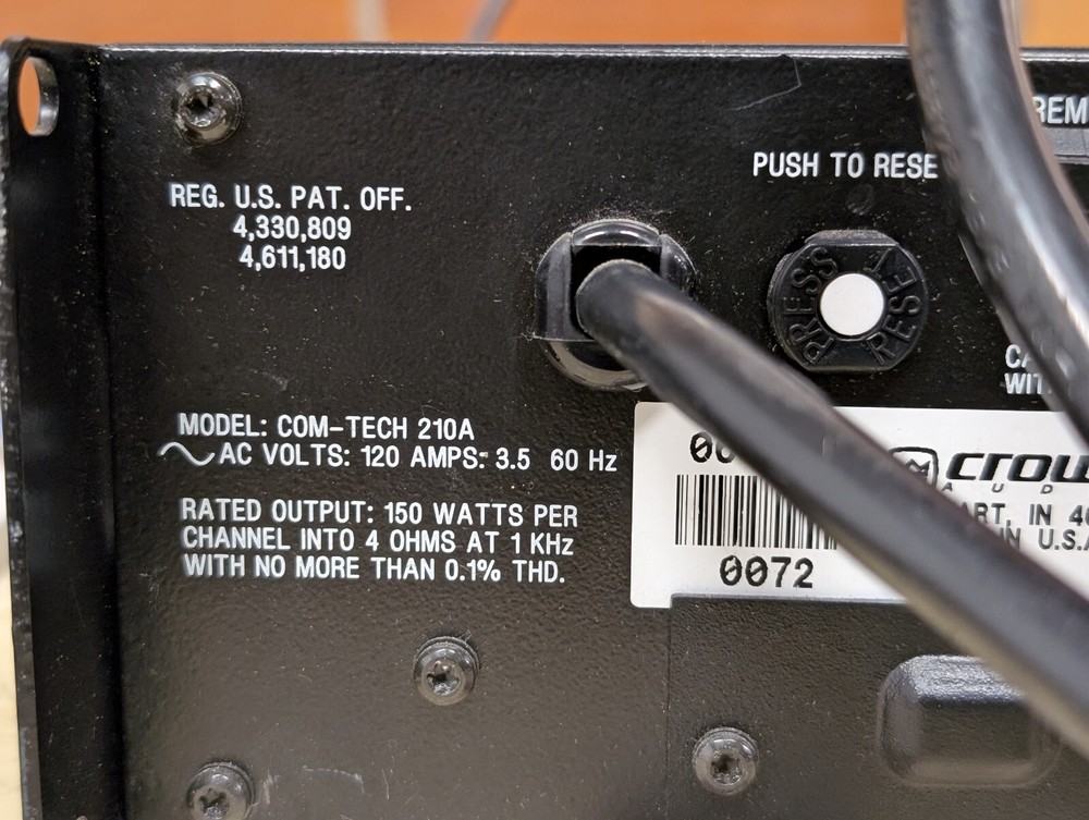 Crown Com-Tech 210 Power Amplifier Two-channels 300 W