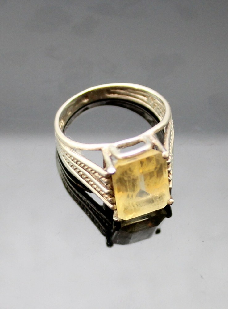 ELEGANT VINTAGE CITRINE HIGH SETTING STERLING SILVER RING SIZE 9