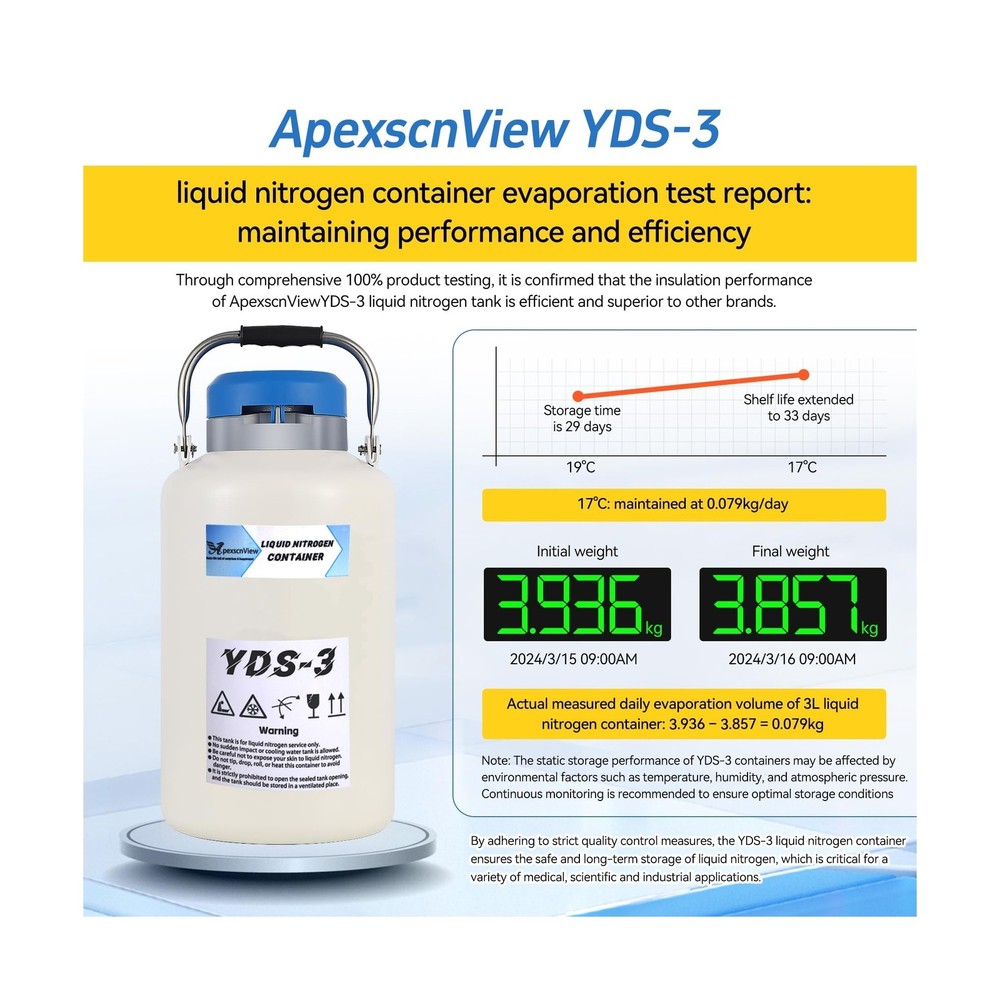 3L Liquid Nitrogen Tank, Aluminum Alloy Cryogenic Container Liquid Nitrogen (...