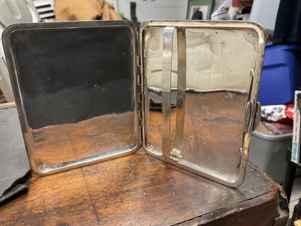 VTG Siam Thailand Solid Sterling Silver & Niello Dancer Etch Cigarette Case 4oz