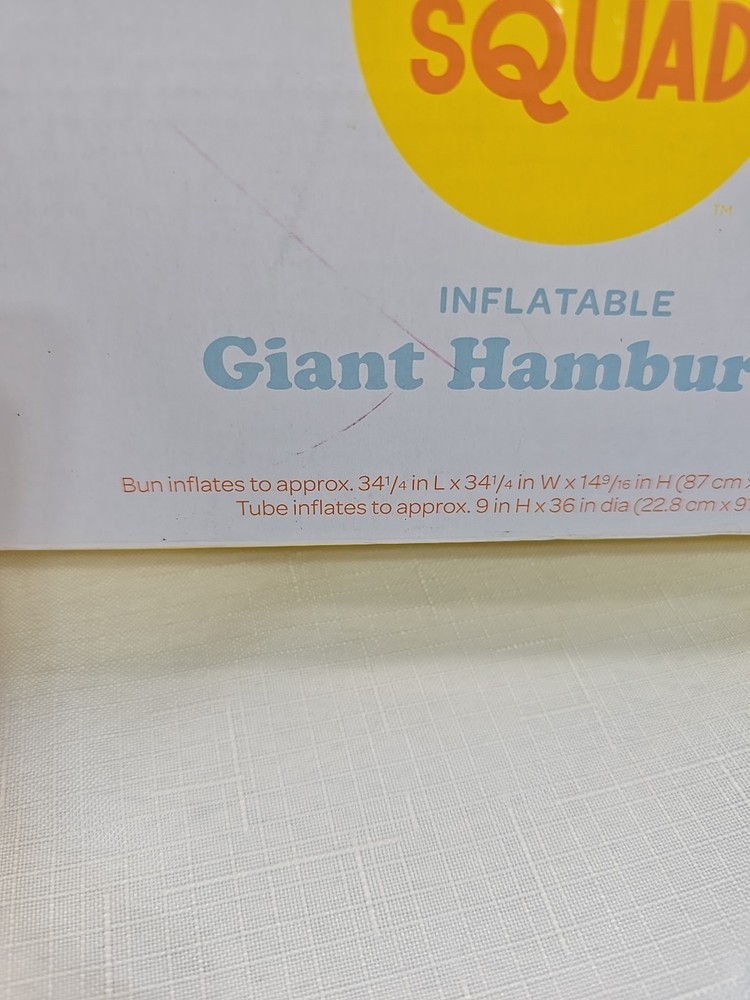 Sun Squad Giant Inflatable Hamburger Pool Float Set - 3 Pieces Summer Fun NIB