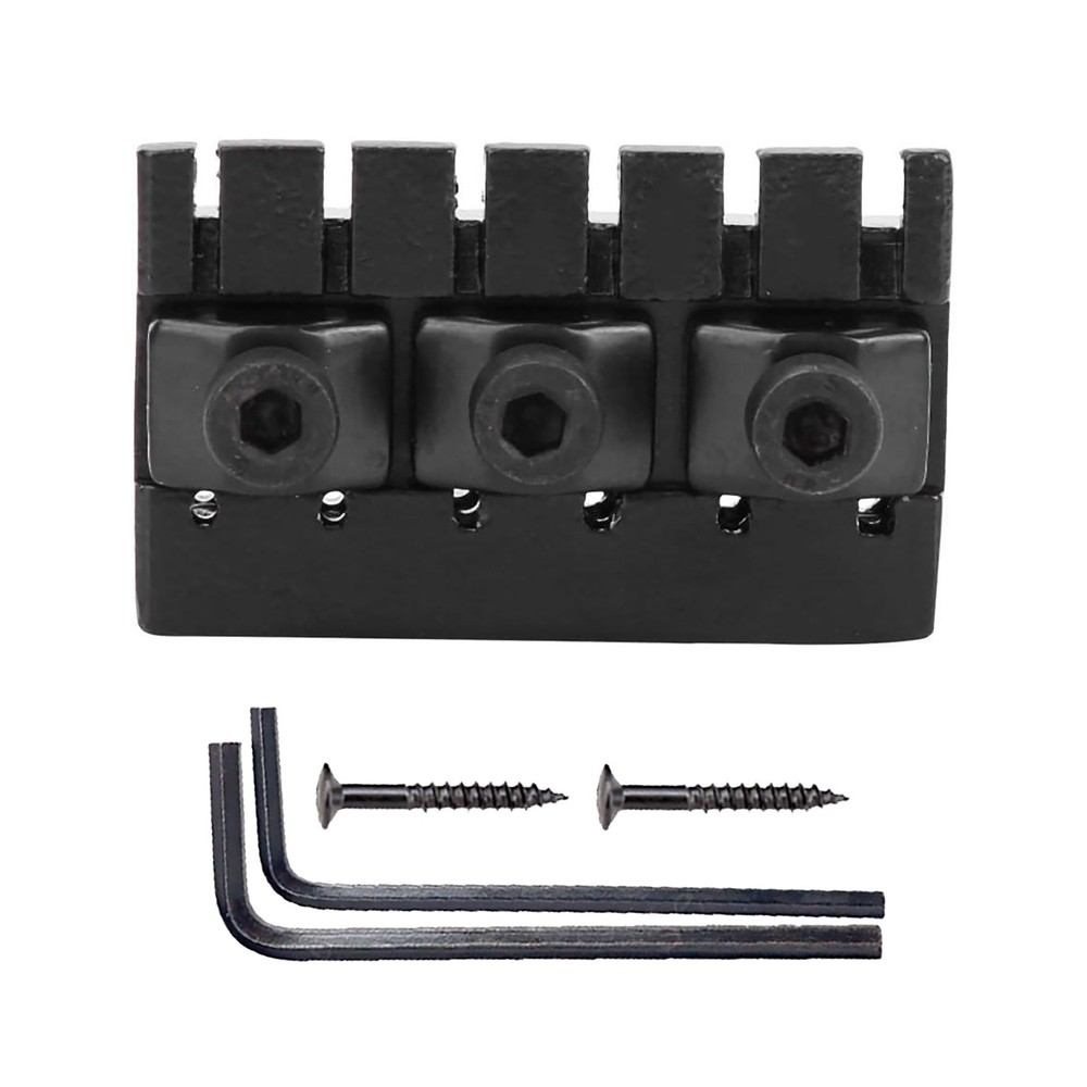 Headless Guitar Lock Nut Hardware Assembly for 6-String Models Black Zinc Alloy